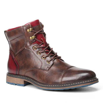 Men's Leather Boots with Zipper & Laces – Rugged Design