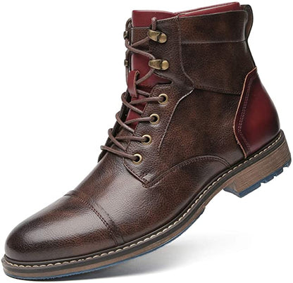 Men's Leather Boots with Zipper & Laces – Rugged Design