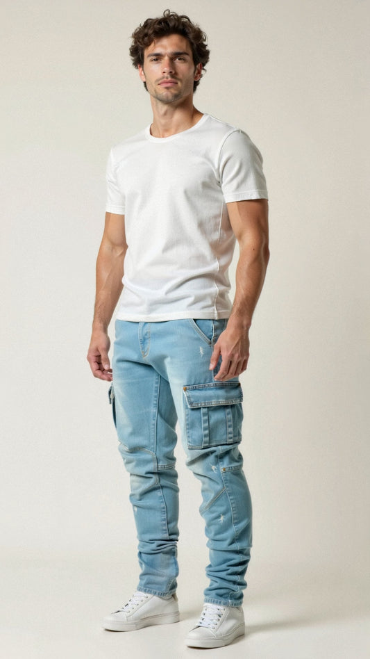 Men's Cargo Jeans | Slim Fit & Functional Pockets