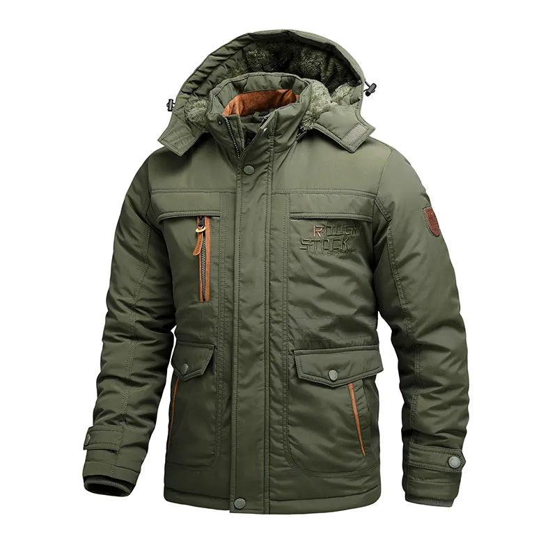 Men's Winter Jacket Tactical – Waterproof & Lined with Detachable Hood