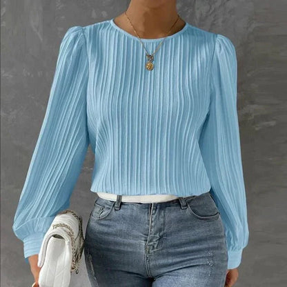 Carina – Dames Blouse met Structuur en Verticale Lijnen