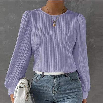Carina – Dames Blouse met Structuur en Verticale Lijnen