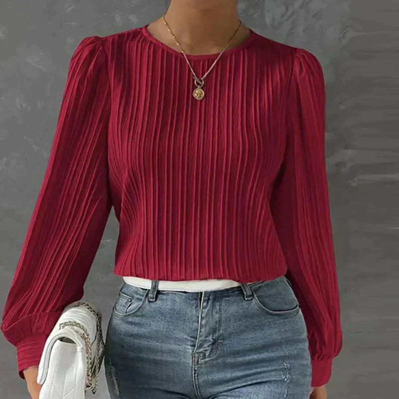 Carina – Dames Blouse met Structuur en Verticale Lijnen