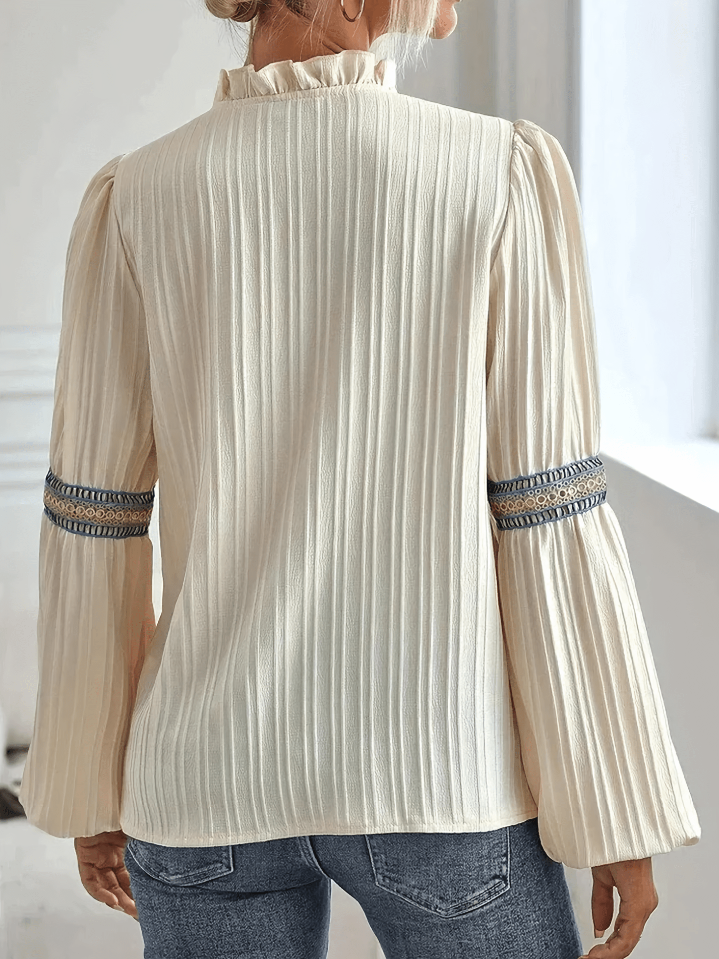 Johanna – Dames Blouse met Lange Mouwen en Fijne Plooien