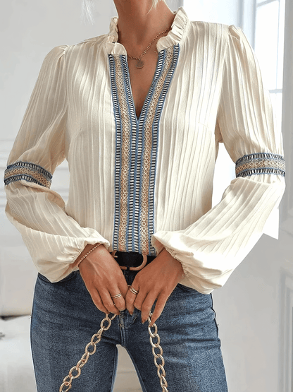 Johanna – Dames Blouse met Lange Mouwen en Fijne Plooien
