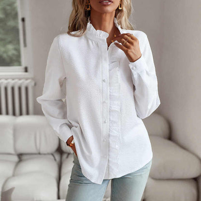 Johanne – Dames Blouse met Lange Mouwen en Ruches