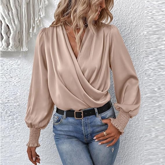 Lilou – Gerimpelde Dames Blouse met Lange Mouwen
