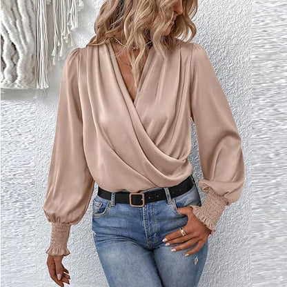 Lilou – Gerimpelde Dames Blouse met Lange Mouwen