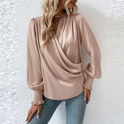Lilou – Gerimpelde Dames Blouse met Lange Mouwen