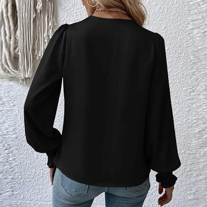 Lilou – Gerimpelde Dames Blouse met Lange Mouwen