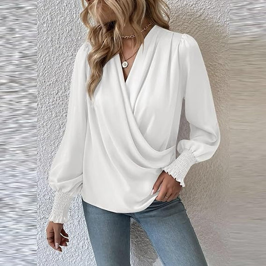 Lilou – Gerimpelde Dames Blouse met Lange Mouwen