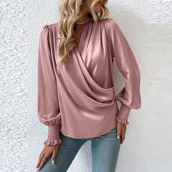 Lilou – Gerimpelde Dames Blouse met Lange Mouwen