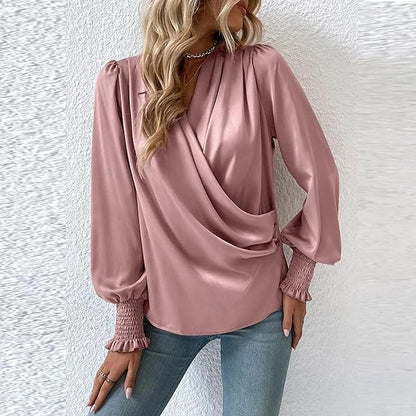 Lilou – Gerimpelde Dames Blouse met Lange Mouwen
