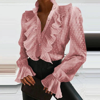Viola – Dames Chiffon Blouse met Ruches en Elegante Pasvorm