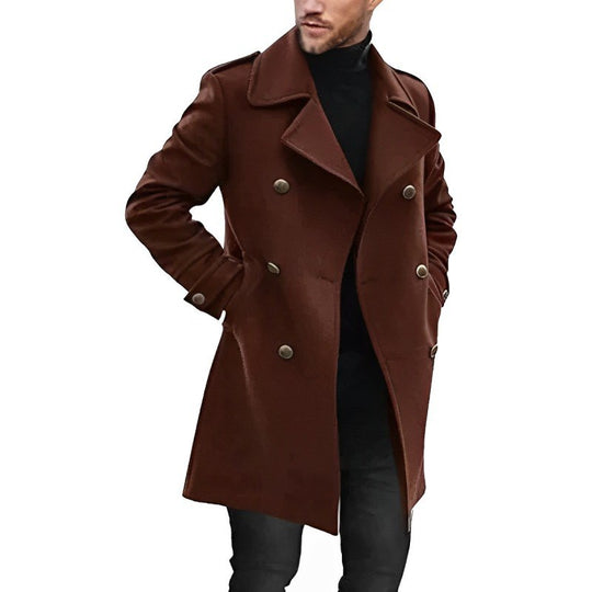 Heren Klassieke Dubbelrijige Peacoat - Wolmix - Elegant Winterdesign