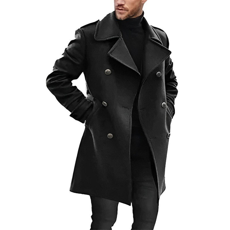 Heren Klassieke Dubbelrijige Peacoat - Wolmix - Elegant Winterdesign