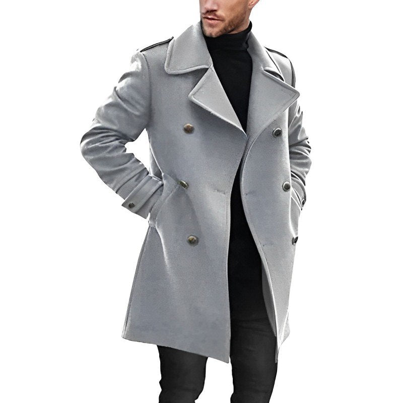 Heren Klassieke Dubbelrijige Peacoat - Wolmix - Elegant Winterdesign