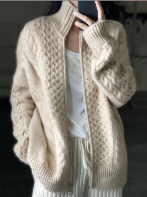 Dikke Gebreide Cashmere Turtleneck Cardigan