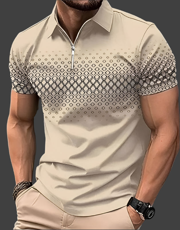 Napoleon – Heren Poloshirt Met Ruitpatroon-Heren Poloshirt – Casual Shirt Met Ruitpatroon – Ademend Comfort – Klassieke Polokraag – Geschikt Voor Casual En Verfijnde Looks-Myna Mode-Beige-S-Myna Mode