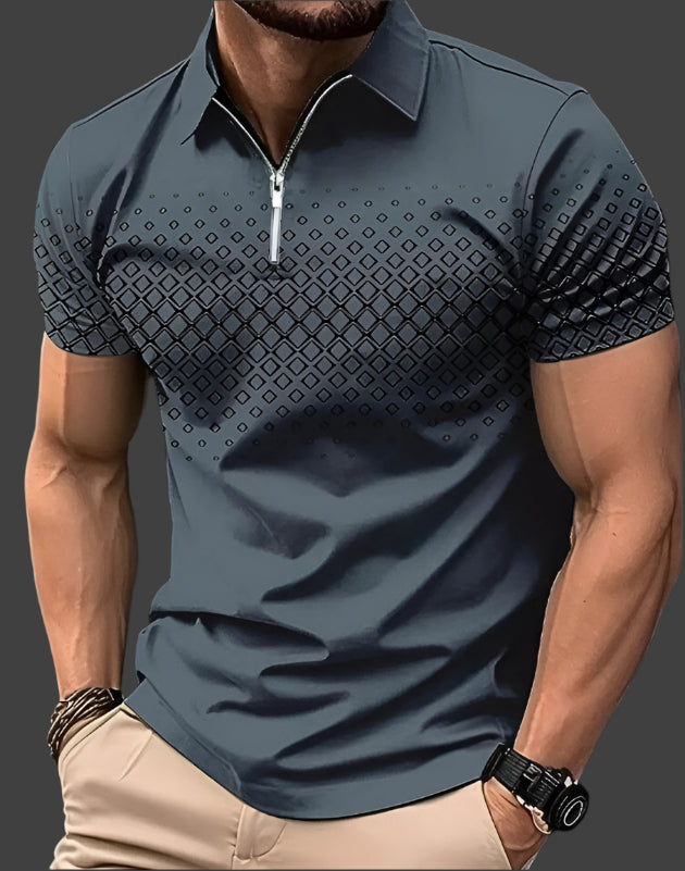 Napoleon – Heren Poloshirt Met Ruitpatroon-Heren Poloshirt – Casual Shirt Met Ruitpatroon – Ademend Comfort – Klassieke Polokraag – Geschikt Voor Casual En Verfijnde Looks-Myna Mode-Blauw-S-Myna Mode