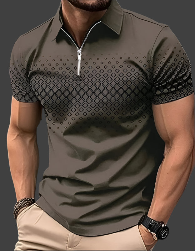 Napoleon – Heren Poloshirt Met Ruitpatroon-Heren Poloshirt – Casual Shirt Met Ruitpatroon – Ademend Comfort – Klassieke Polokraag – Geschikt Voor Casual En Verfijnde Looks-Myna Mode-Grijs-S-Myna Mode