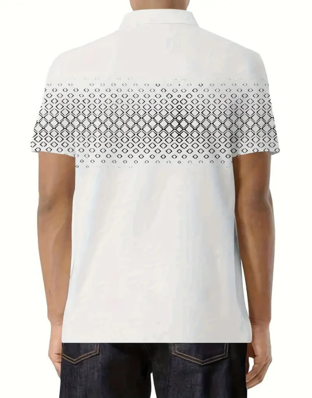 Napoleon – Heren Poloshirt Met Ruitpatroon-Heren Poloshirt – Casual Shirt Met Ruitpatroon – Ademend Comfort – Klassieke Polokraag – Geschikt Voor Casual En Verfijnde Looks-Myna Mode-Wit-S-Myna Mode