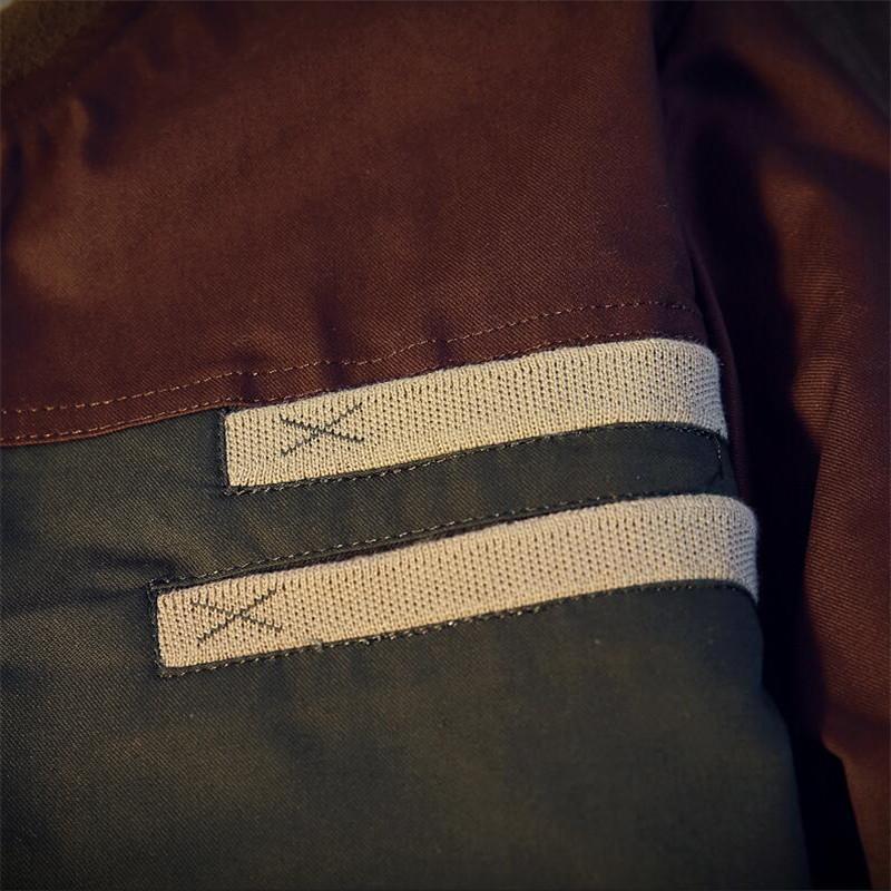 Men's Bomber Jacket with Color Blocks and Stripes - Brown and Groen