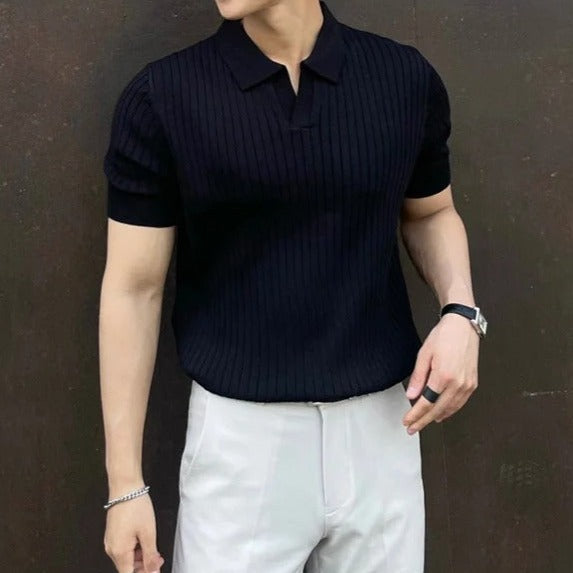 Varello Gebreide Polo | Slim Fit & Luxe Ribstructuur