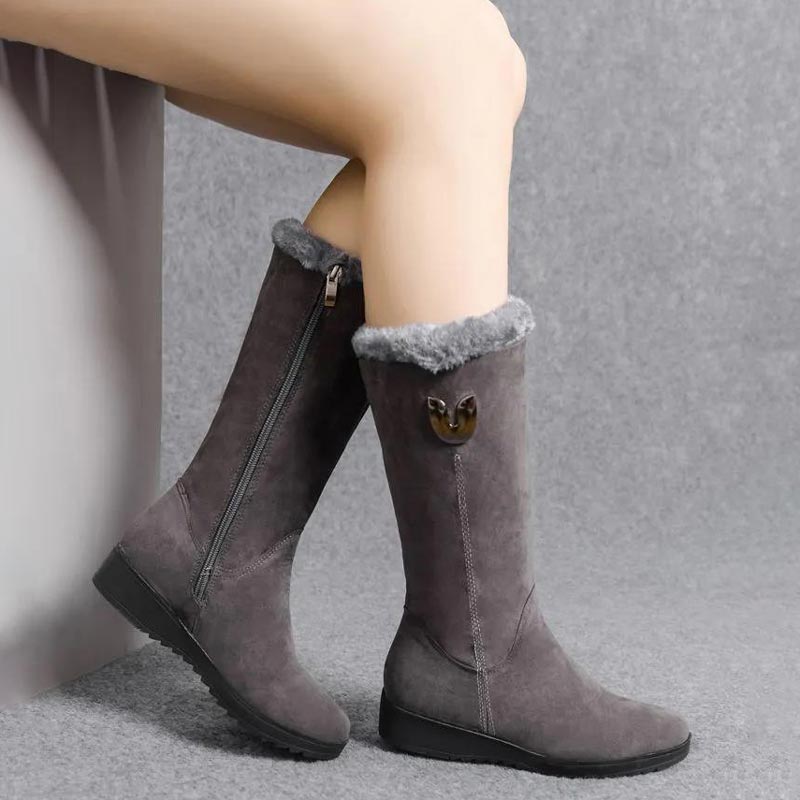 Warme Damenstiefel mit hohem Schaft