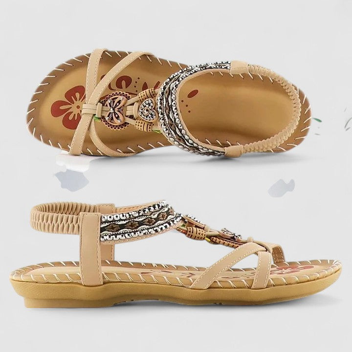 Selora | Bohemian Comfort Sandalen voor Zomer en Vakantie-Damesschoenen > Sandalen > Bohemian Sandalen-Myna Mode-Mahoniebruin-US 5 - UK 3-Myna Mode