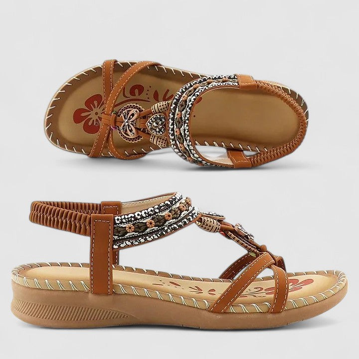 Selora | Bohemian Comfort Sandalen voor Zomer en Vakantie-Damesschoenen > Sandalen > Bohemian Sandalen-Myna Mode-Beige Bali-US 5 - UK 3-Myna Mode