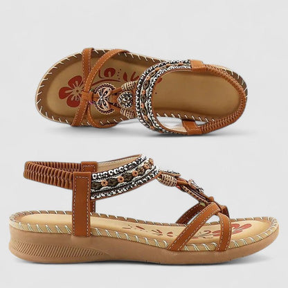 Selora | Bohemian Comfort Sandalen voor Zomer en Vakantie-Damesschoenen > Sandalen > Bohemian Sandalen-Myna Mode-Beige Bali-US 5 - UK 3-Myna Mode