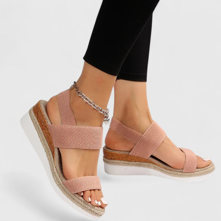 Dames Platform Sandalen | Comfort Stretch Band & Zomerstijl-Schoenen – Dames – Sandalen – Platform Sandalen-Myna Mode-Roze-US 5 - UK 3-Myna Mode