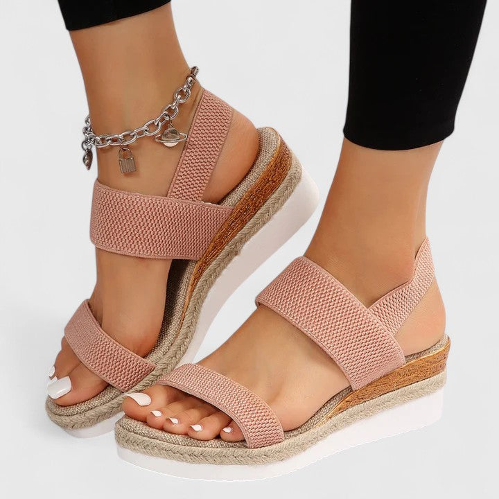 Dames Platform Sandalen | Comfort Stretch Band & Zomerstijl-Schoenen – Dames – Sandalen – Platform Sandalen-Myna Mode-Bruin-US 5 - UK 3-Myna Mode