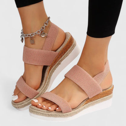 Dames Platform Sandalen | Comfort Stretch Band & Zomerstijl-Schoenen – Dames – Sandalen – Platform Sandalen-Myna Mode-Bruin-US 5 - UK 3-Myna Mode