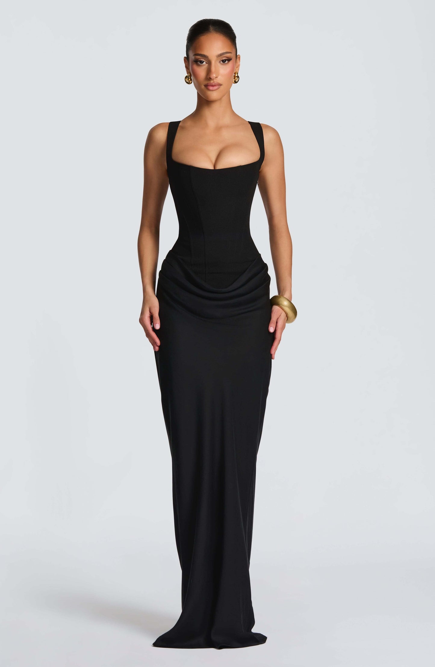 Vivienne | Luxe Satijnen Avondjurk met Gedrapeerde Taille en Maxi Silhouet