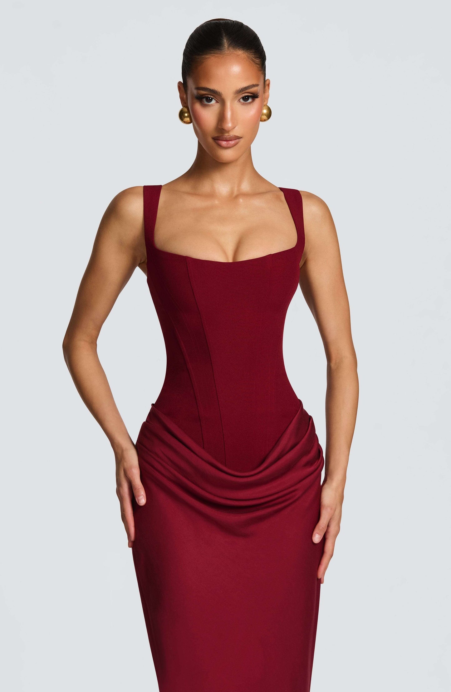 Vivienne | Luxe Satijnen Avondjurk met Gedrapeerde Taille en Maxi Silhouet