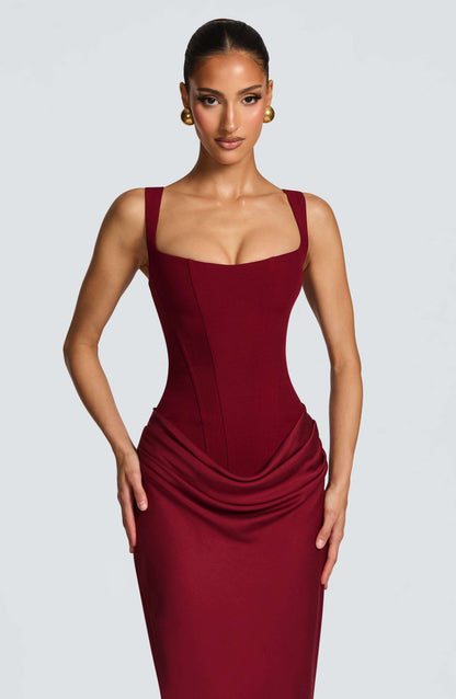 Vivienne | Luxe Satijnen Avondjurk met Gedrapeerde Taille en Maxi Silhouet