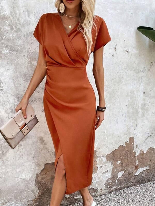 Sophie | Elegant Wrap Midi Dress for Weddings and Parties