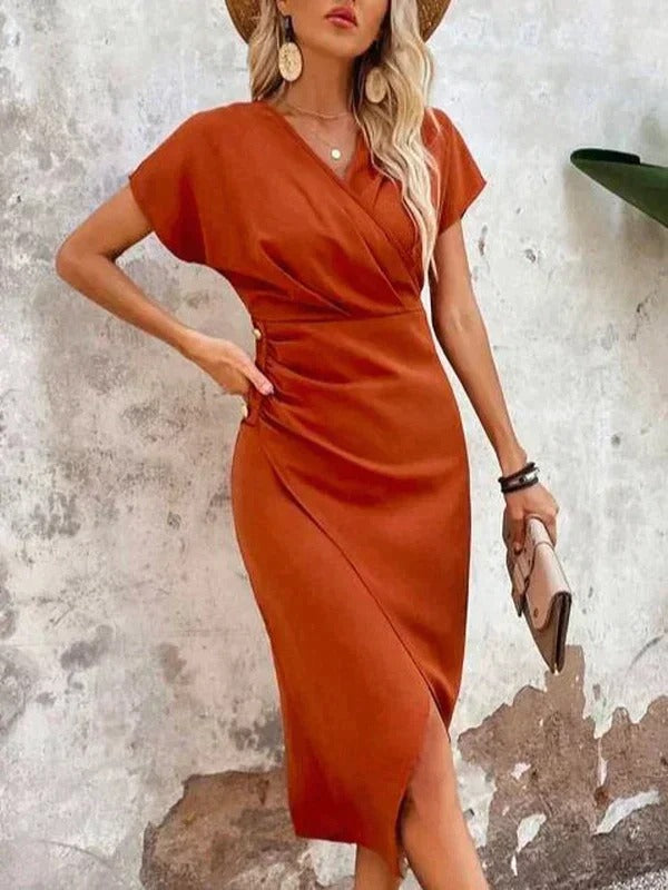 Sophie | Elegant Wrap Midi Dress for Weddings and Parties