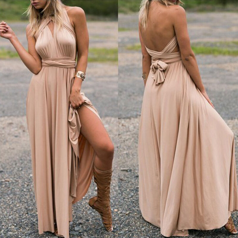 Women's Maxi Multiway Infinity Dress - Elegant Bridesmaid & Wedding Guest Dress