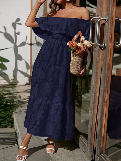 Off Shoulder Maxi Jurk | Luchtige Zomer Jurk met Ruffle Details & Elegante Flow