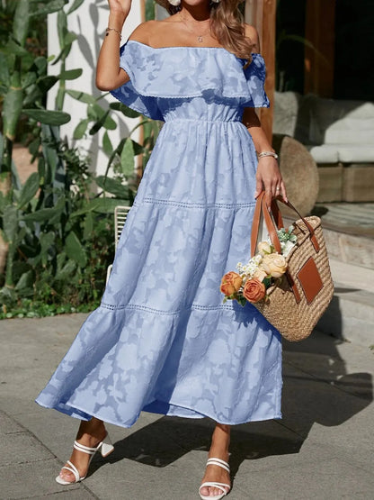Off Shoulder Maxi Jurk | Luchtige Zomer Jurk met Ruffle Details & Elegante Flow