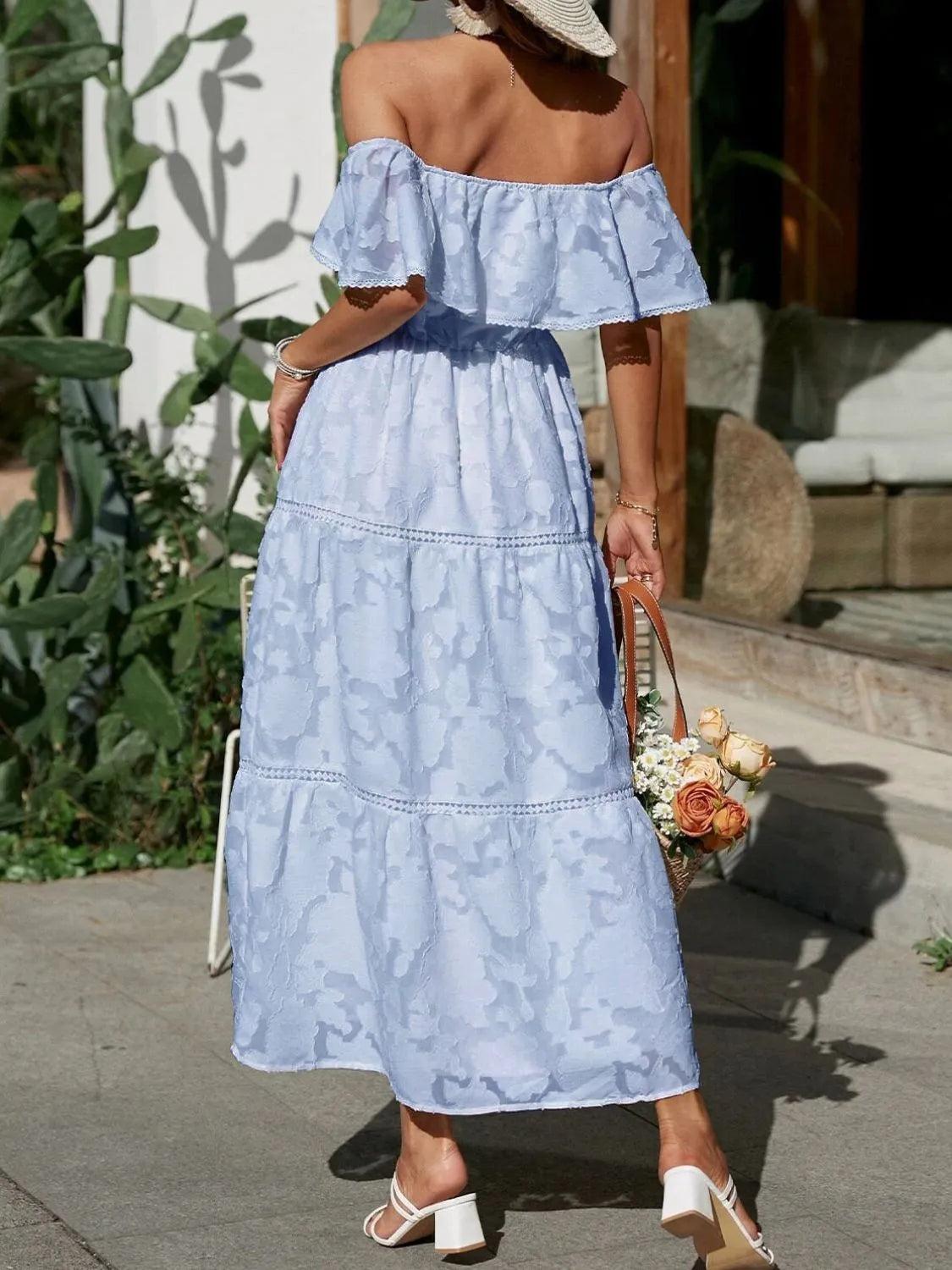 Off Shoulder Maxi Jurk | Luchtige Zomer Jurk met Ruffle Details & Elegante Flow