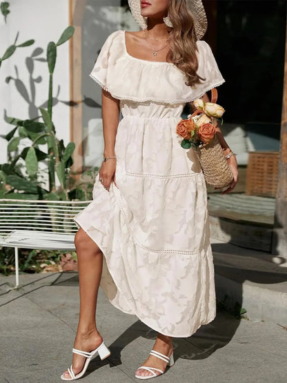 Off Shoulder Maxi Jurk | Luchtige Zomer Jurk met Ruffle Details & Elegante Flow