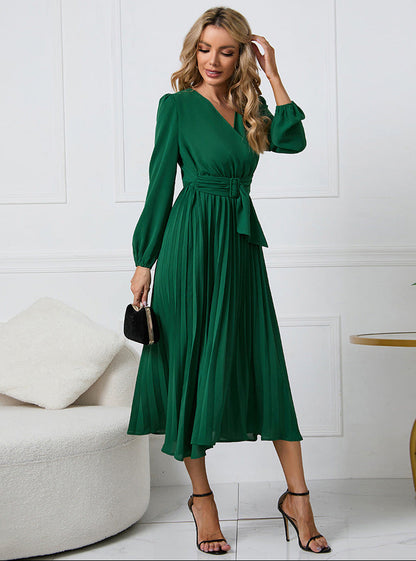 Isabelle | Elegant Pleated Midi Dress for Weddings and Parties