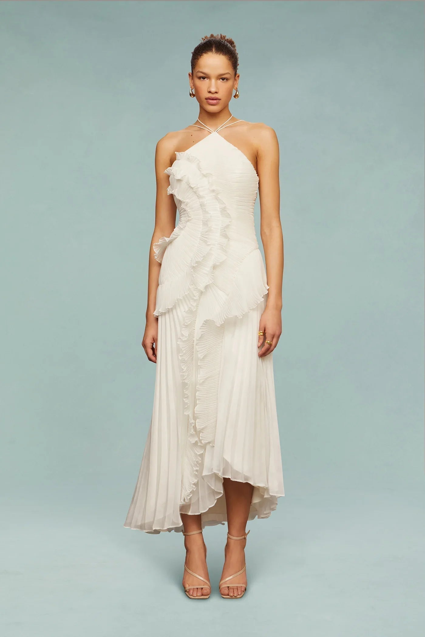 Valentina | Elegante Geplooide Maxi Jurk voor Bruiloftsgasten