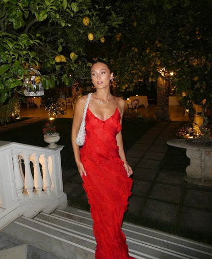 Women's Ruffle Maxi Dress – Elegant Day-to-Evening Style