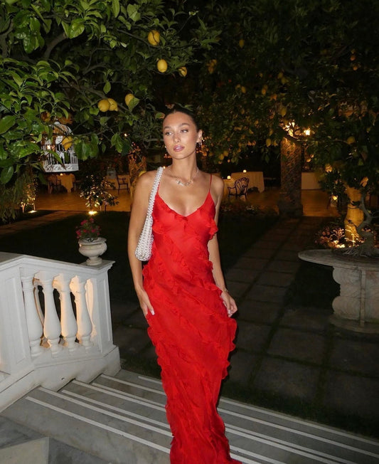 Women's Ruffle Maxi Dress – Elegant Day-to-Evening Style