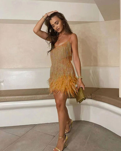 Elara Fringe Dress | Luxe Fringes & Elegant Fit | Party & Wedding Guest
